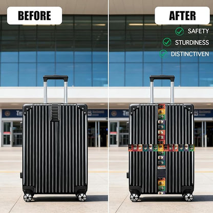 Nuxovilar Luggage Straps of 2 Set Solid Black Pattern, 1.96x90.5 inches - Luggage Straps for Suitcases, Nice for Business Travel, Formal Trips, Daily Use