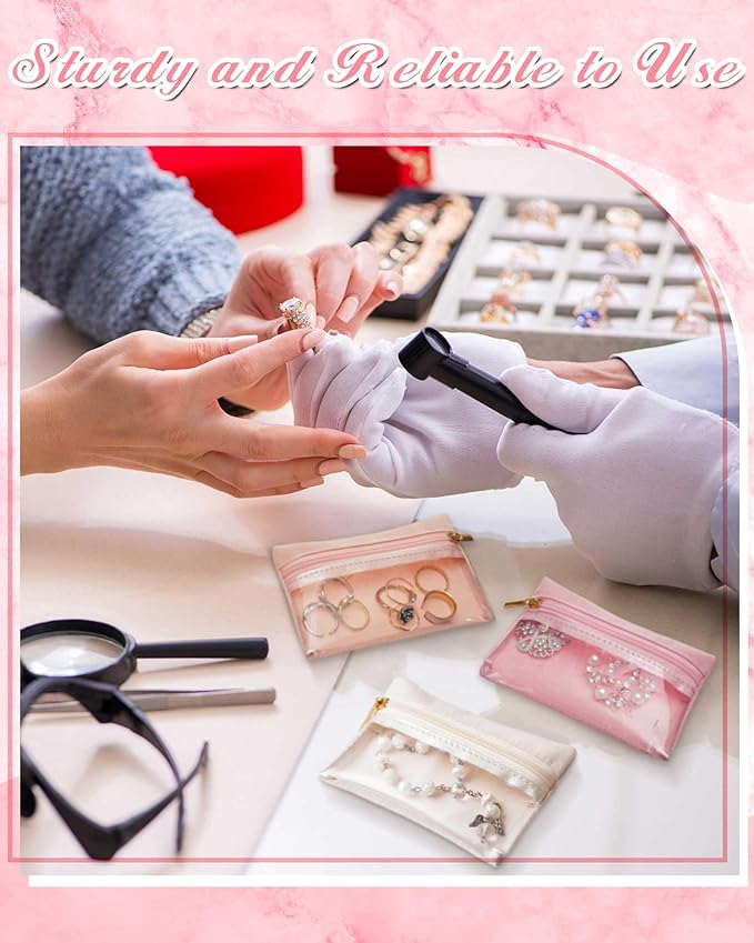 Uiifan Travel Jewelry Organizer Flannel Jewelry Bags Portable Jewelry Pouch with Zipper Pockets for Women Girl Gift