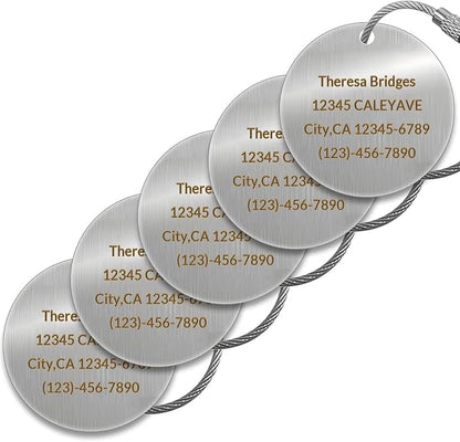 (5Pack Made in USA) Custom Personalized Luggage Tags-Customized Unique tag for Suitcase Backpack Travel,Bags (Round (2 × 2))