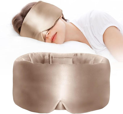 Satin Sleep Mask - Updated Design Light Blocking Eye Mask for Men and Women, Soft and Comfortable Night Sleeping Mask, Eye Cover for Travel/Sleeping (Camel)