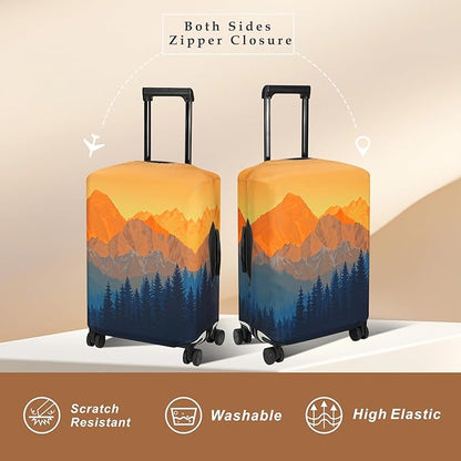 Explore Land Travel Luggage Cover Suitcase Protector Fits 23-26 Inch Case (Amber Mountains, M)