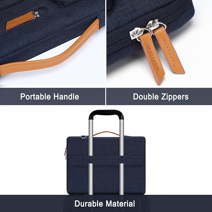 MOSISO 360 Protective Laptop Shoulder Bag,17-17.3 inch Computer Bag Compatible with MacBook, HP, Dell, Lenovo, Asus Notebook,Side Open Messenger Bag with 4 Zipper Pockets&Handle, Navy Blue