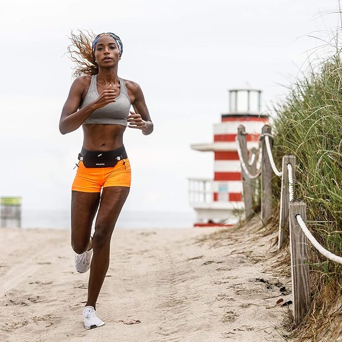 Fitletic Neo Race Belt, Black | Unique No Bounce Design for Marathon, Triathlon, Trail, 5k, 10k | Running Belt | N01R-01