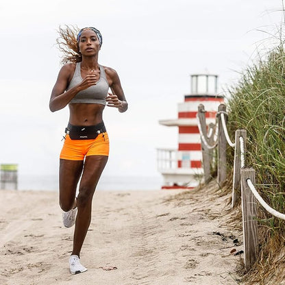 Fitletic Neo Race Belt, Black | Unique No Bounce Design for Marathon, Triathlon, Trail, 5k, 10k | Running Belt | N01R-01