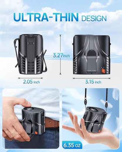 2025 Portable Personal Waist Fan& Neck Fan, 14000RPM Brushless Motor, 40H Runtime Rechargeable, 6-Speed Quiet Operation, Clip-On Personal Body Cooling for Camping/Worksites/Outdoor