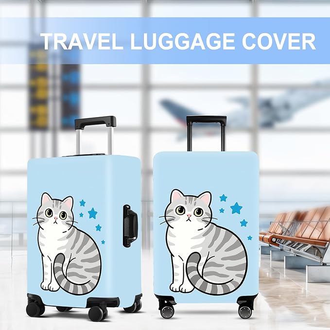 Luggage Cover Washable Suitcase Protector Anti-scratch Suitcase cover Fits 20-34 Inch Luggage (Cat, L(28-30inch suitcase))