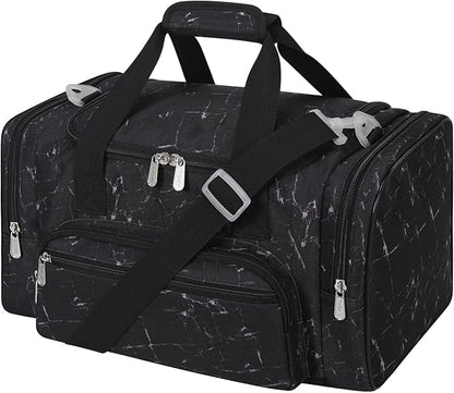 17 inch Small Duffle Bag - Carry On Weekender Bag for Travel Gym Sport - Black Marble