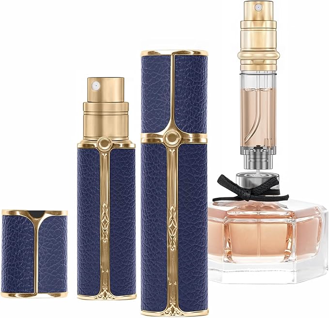 AF01DBG Leather Perfume atomiser, 5ml Bottom Fill Travel Perfume Bottle, Refillable Perfume Dispenser for Women & Men (AF01DBG, 5ml)