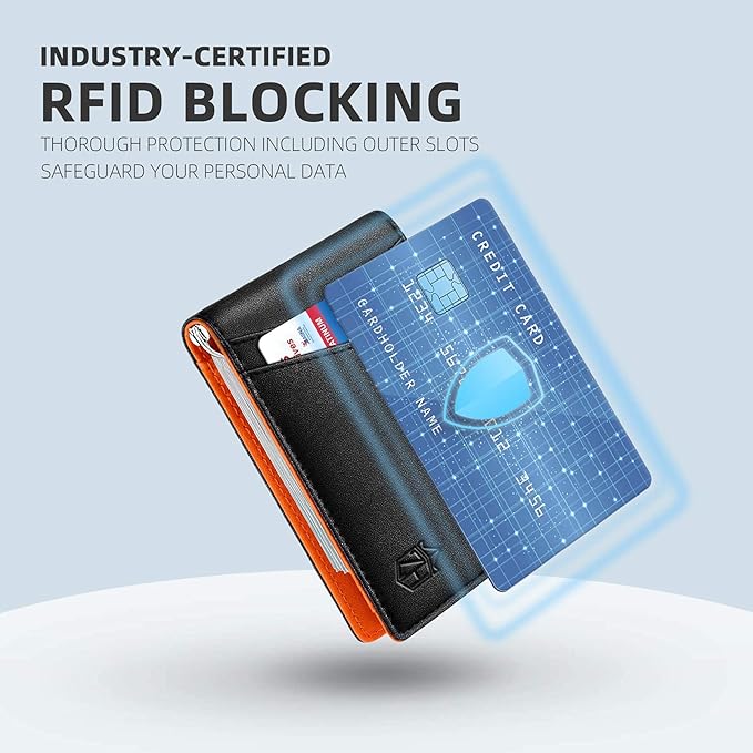 Zitahli Wallet for Men-6 Slots ID Window-Mens Wallets-Slim Wallet Classic Spring Money Clip RFID Blocking-Gift for Men