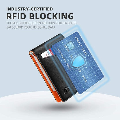 Zitahli Wallet for Men-6 Slots ID Window-Mens Wallets-Slim Wallet Classic Spring Money Clip RFID Blocking-Gift for Men