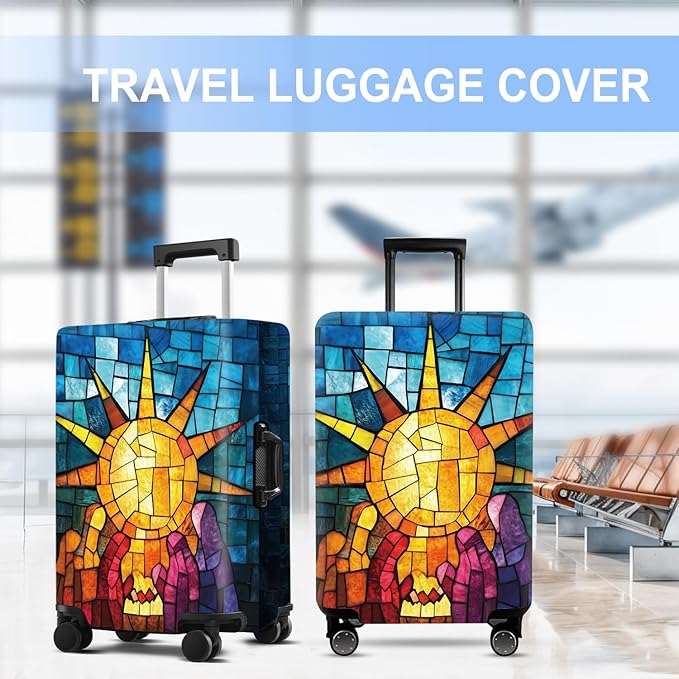 Luggage Cover Washable Suitcase Protector Anti-scratch Suitcase cover Fits 20-34 Inch Luggage (Sun, S(20-22inch suitcase))