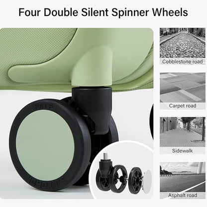 Hanke 16 Inch Underseat Carry On Luggage with Wheels Hard Shell Mini Small Suitcases Carry On Bag for Airline Approved TSA Luggage Lightweight Travel Suitcase(Bamboo Green)