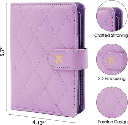 Melsbrinna Rfid Passport Holder for Travel women/Men, Cute Passport Wallet Rfid Blocking Card Slots, Rfid Passport Cover/CaseTravel Wallet, Passport Book Holder (1, LG PURPLE)