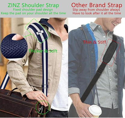 ZINZ 79 inch Shoulder Strap, Extra-thick Fixed Cushion Pad and Dual Clasps Universal Replacement Strap with Metal Swivel Hooks for Laptop Bags, Luggage Bags, Camera, Crossbody(Stripes-BuWBu)