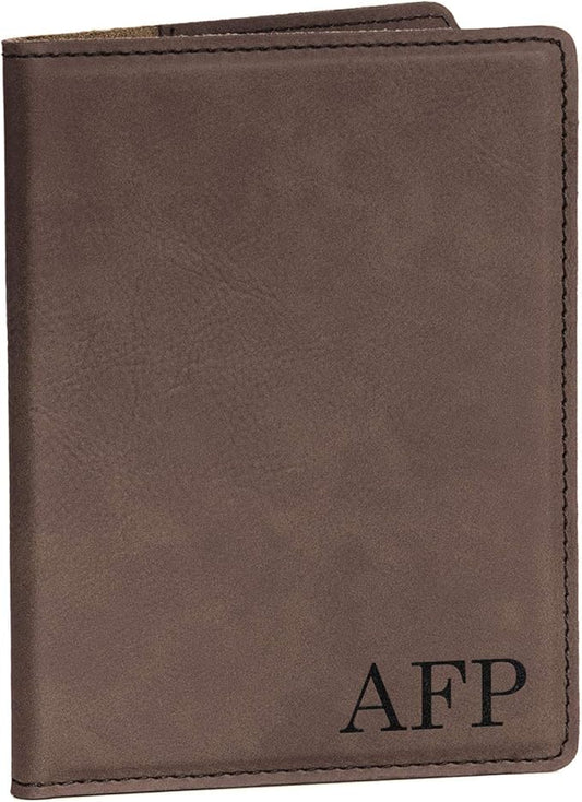Lifetime Creations Monogrammed Passport Cover - Dark Brown, Passport Cover with Initials, Passport Holder Passport Case