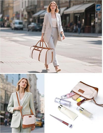 Noozion Convertible Garment Duffel Bag for Travel - Carry On Garment Bags With Toiletry Bag Large Weekender Bag for Men Women 2 in 1 Hanging Suitcase Suit Travel Duffel Overnight Bags