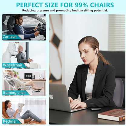 FLORICH 3 PCS Seat Cushion for Carseat Lumbar Support Pillow Car Neck Headrest Pillows Memory Foam Gel Memory Foam Massage Point Seat Pads Pressure Relief Back Cushion for Office Chair(Grey)