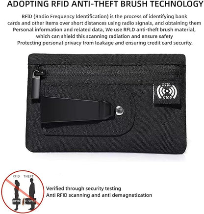 RFID Hidden Clip Stash Money Belt - Ultra Thin Anti-Theft Travel Pouch with Credit Card Slots for Women/Men, Perfect for International Travel, Daily Commute & Outdoor Activities (Black)