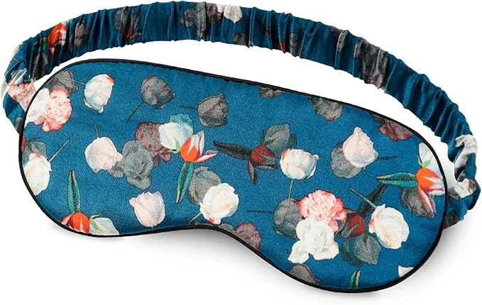 OLESILK 100% Natural Mulberry Silk Sleep Eye Mask Block Out Light, Fashion Printed Eye Mask Blindfold for Women Men Full Night Sleeping, Chic Eye Cover Eyeshade, Pattern 1