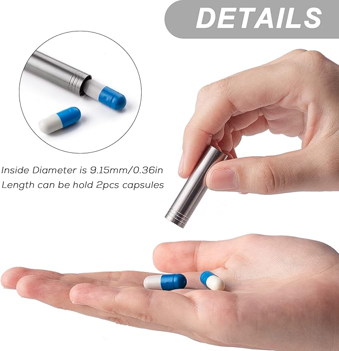 TISUR Small Keychain Pill Holder ，Titanium Metal Travel Pill Case Portable Pill Organizer Container for Purse Waterproof Keychain Pill Holder Medicine Bottle