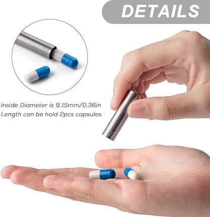 TISUR Small Keychain Pill Holder ，Titanium Metal Travel Pill Case Portable Pill Organizer Container for Purse Waterproof Keychain Pill Holder Medicine Bottle