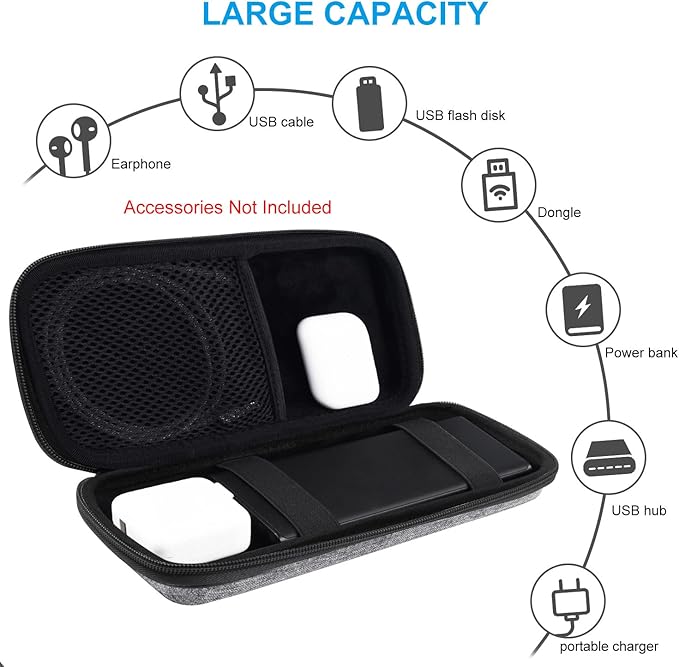 Powerbank Hard Drive Case Compatible with Anker Power Core 26800mAh/ PowerCore +26800mAh, RAV Power 26800/20100/20000mAh, ROMOSS 30000mAh, Miady 10000/15000mAh (Medium-Light Grey)