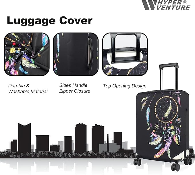 HYPER VENTURE Washable Luggage Cover - Fashion Suitcase Protector Fits 31-32 Inch Luggage (Dreamcatcher, XL)