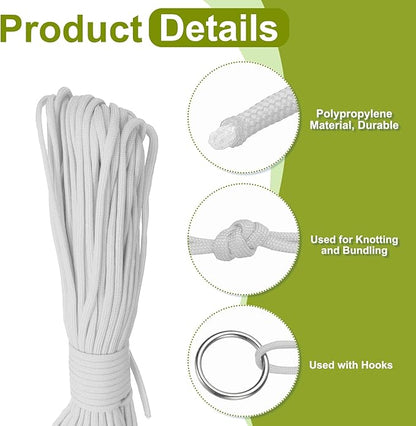 uxcell 4mm Nylon Rope, 10ft Portable Clothesline for Luggage and Backpack Tie Downs, Hanging Clothes, Swings, Camping and Mountaineering Tie Downs, Gray