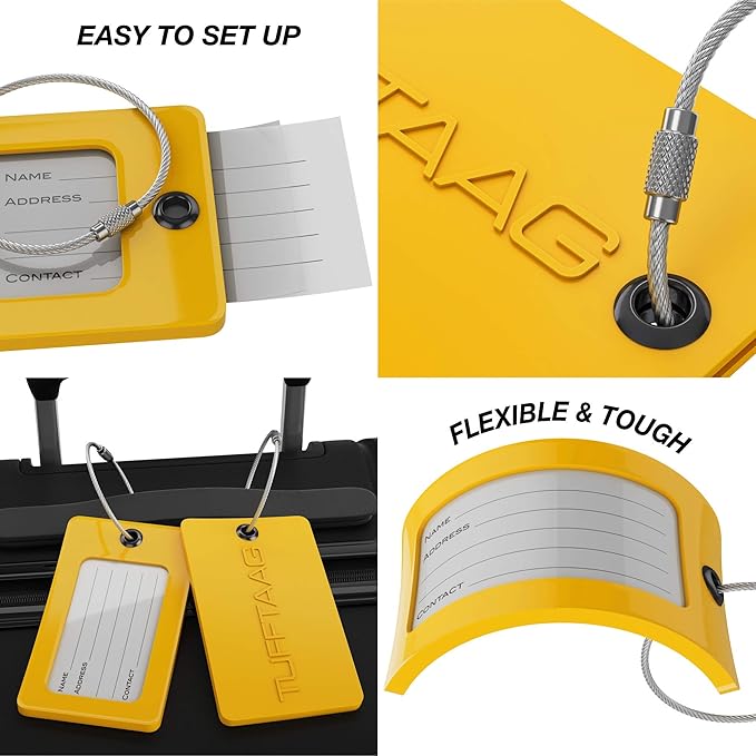 Luggage Tags Business Card Holder by TUFFTAAG - Durable Travel ID Bag Tag, Secure & Flexible, Perfect for Suitcases, Backpacks, and Carry-Ons, Easy Identification