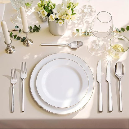 KINGSTONE Silverware Set with Steak Knives, 24-Piece Forged Flatware Set Cutlery Set Premium Stainless Steel, Service for 4, for Kitchen, Home, Wedding, Party, Mirror Polished and Dishwasher Safe