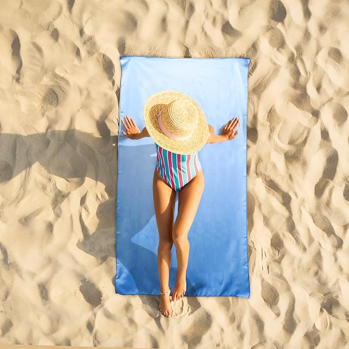 Beach Towel XL Size Microfiber Quick Dry Swimming Pool Camping Travel Body Towels (Blue, 1 Pack XL)