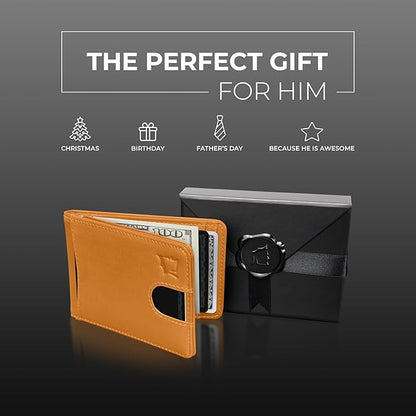 Kingly Cash Pocket Slim Wallet for Men - RFID Blocking Leather Card Holder - Minimalist Men’s Wallet for Front Pockets - Holds 1-15 Cards & Cash - Durable Italian Leather Wallets