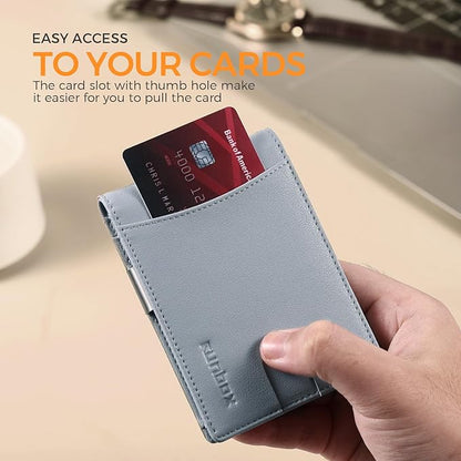 RUNBOX Money Clip Slim Wallets for Men RFID Blocking 11 Card Holder Minimalist Small Leather Bifold Men's Front Pocket Wallet Gift Box