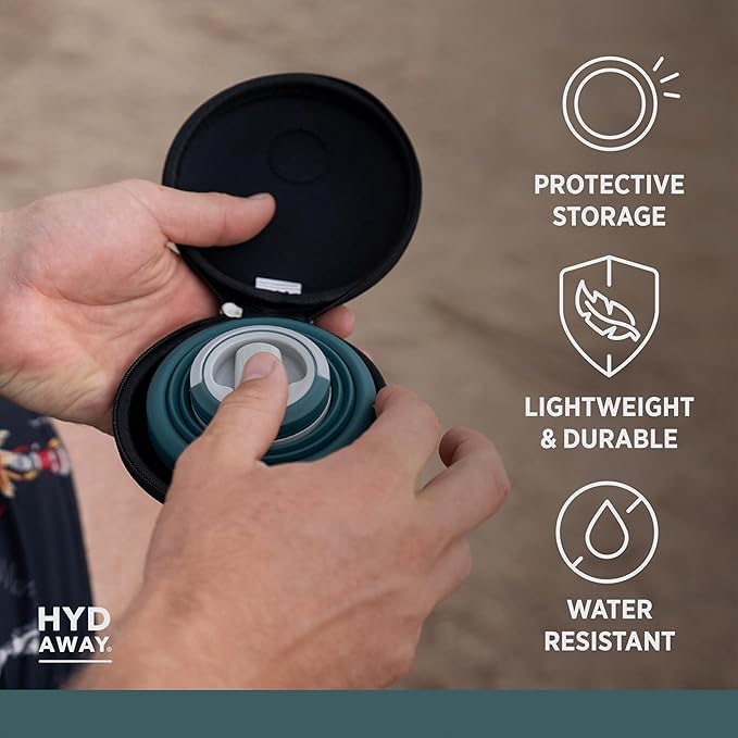 HYDAWAY Travel Case for Collapsible Bottles, Bowls & Cups - Protective Storage with Carabiner Clip - Durable, Water-Resistant, TSA-Friendly
