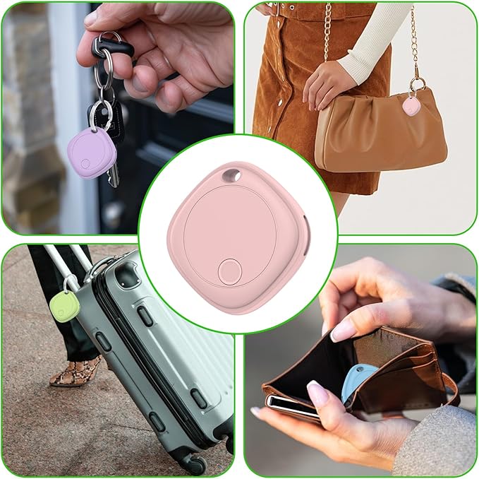 Air Tracker Tags-4 Pack, Bluetooth Tracker Works with Apple Find My APP (iOS Only), Bluetooth Smart Air Tag Keys Finder and Item Locator for Keys, Bags, Luggage, Wallet, Replaceable Battery