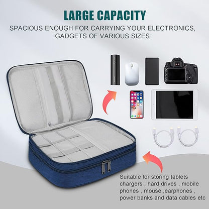 Electronic Organizer Travel Universal Cable Organizer Electronics Accessories Bag for Cable, Charger, Phone, USB, SD Card,1Pack