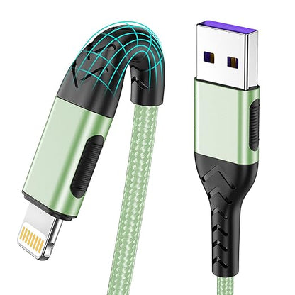 Durcord Compatible with iPhone Charger,3Pack 6FT USB A Cable for Phone Charger Cable, Fast Phone Charging Cord Compatible with Phone Xs Max/XS/XR/X/8/7/6S/6/Plus/SE/Pad(Lightning Green)