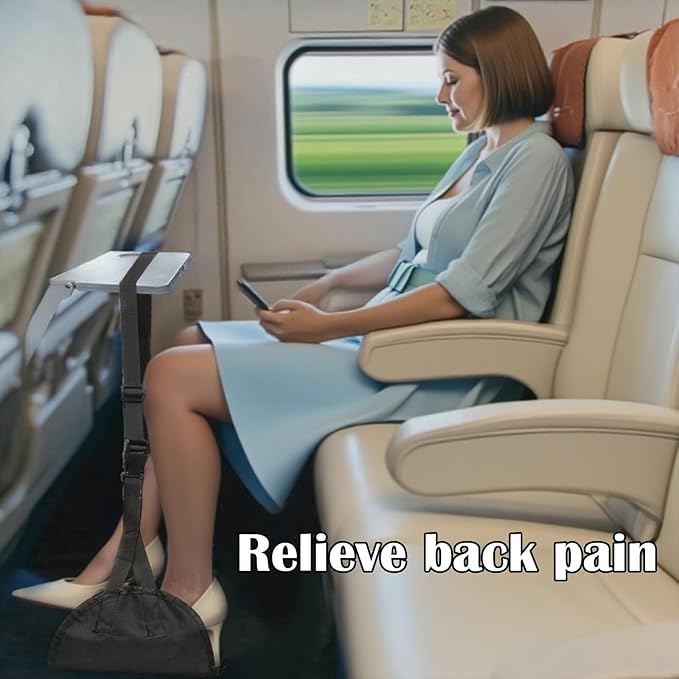 2 Pcs Length Adjustable Airplane Foot Hammock Foot Rest Sling for Travel Airplane Flights