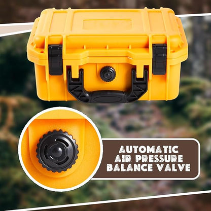 1 Pcs 14.3 x 11.4 x 4.5 Inch Waterproof Hard Case with DIY Customizable Foam Insert Portable Protective Case with Knife for Camera Drones Equipments Tools Test Instruments (Yellow)