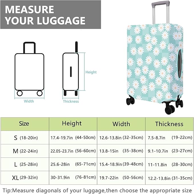 Travel Luggage Cover Suitcase Protector Fits 18-32 Inch Wheel Covers PatternedTravel Related Items Flower Luggage Protector Elastic S