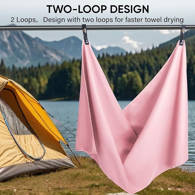 APEXUP Microfiber Travel Towel, Ultra Absorbent Quick Dry Towels, Lightweight Gym Sports Camping Towel for Workout, Yoga, Beach, Shower, Swimming (Combo, Pale Rose)
