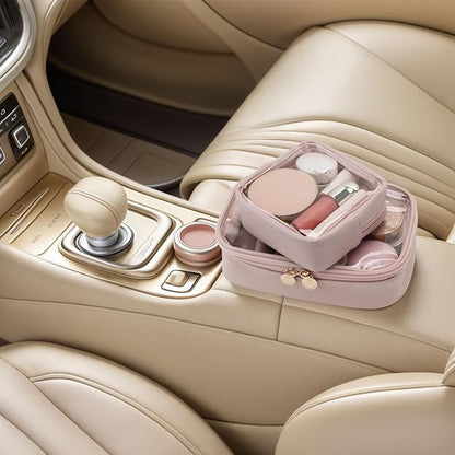 Pocmimut Mini Makeup Bag with Small Cosmetic Bag Travel Essentials Organizers,TSA Approved Toiletry Bag Makeup Pouch Clear Cosmetic Bags for Women,Pink