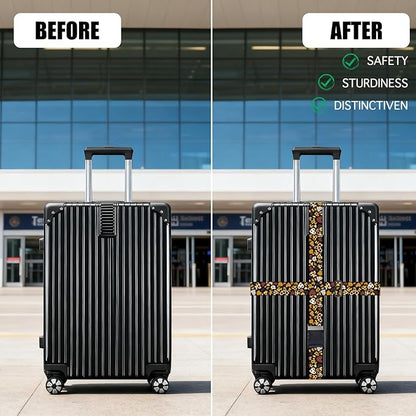 Nuxovilar Luggage Straps of 2 Set Leopard Print Hearts Pattern, 1.96x90.5 inches - Luggage Straps for Suitcases, Great for Travel, Romantic Trips, Daily Use