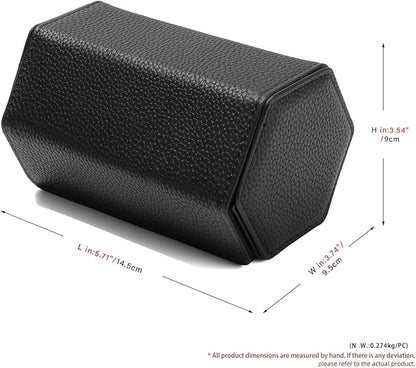 Oirlv Luxury Hexagonal Leather Watch Travel Case Watch Organizer Case for Men Portable Jewelry Storage Roll Organizer(2-Slot,Black)