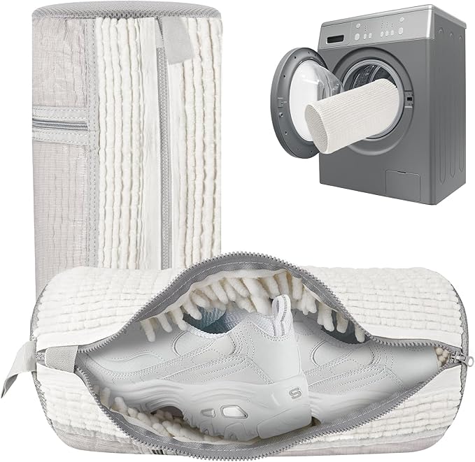 Shoe Bags for Washing Machine 2 Pcs XL, Shoe Laundry Bag for Washer 360°Deep Clean with Self-Locking Zipper, Effectively Protect Shoes Suitable for Sneaker, Tennis or Other Types(White)