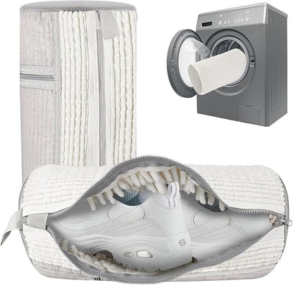 Shoe Bags for Washing Machine 2 Pcs XL, Shoe Laundry Bag for Washer 360°Deep Clean with Self-Locking Zipper, Effectively Protect Shoes Suitable for Sneaker, Tennis or Other Types(White)