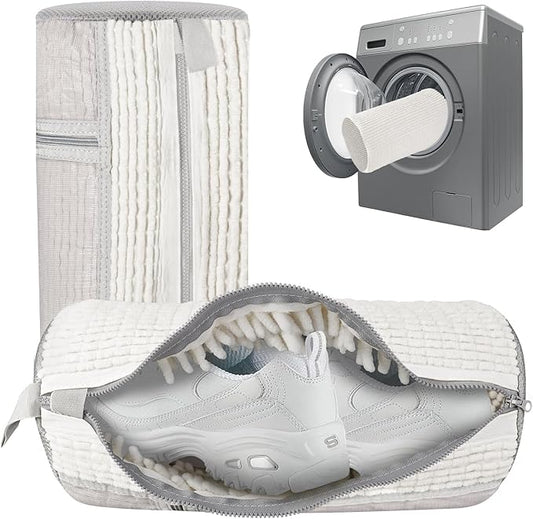 Shoe Bags for Washing Machine 2 Pcs XL, Shoe Laundry Bag for Washer 360°Deep Clean with Self-Locking Zipper, Effectively Protect Shoes Suitable for Sneaker, Tennis or Other Types(White)