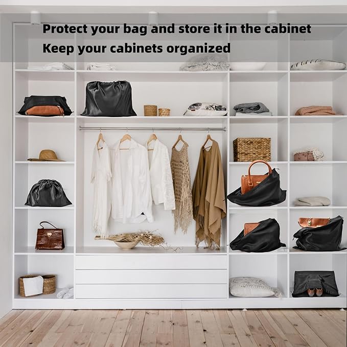 12 Pack Dust Bags for Handbags, Silk Cloth Bag With Drawstring Large Travel Storage Pouch for Handbag Purse Shoes Boots