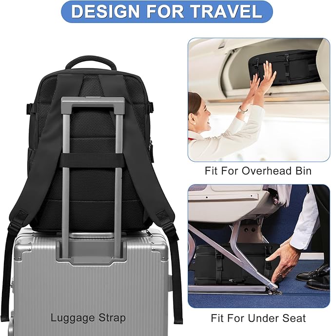 Large Travel Backpack For Women Airline Approved Carry On Waterproof Sports Luggage Casual Daypack Small Hiking Backpack Black