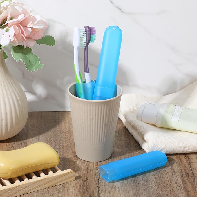 40 Pcs Travel Toothbrush Holder Case Portable Toothbrushs Containers Breathable Toothbrush Storage Assort Color for Travel Trip Home School Camping Business, Blue